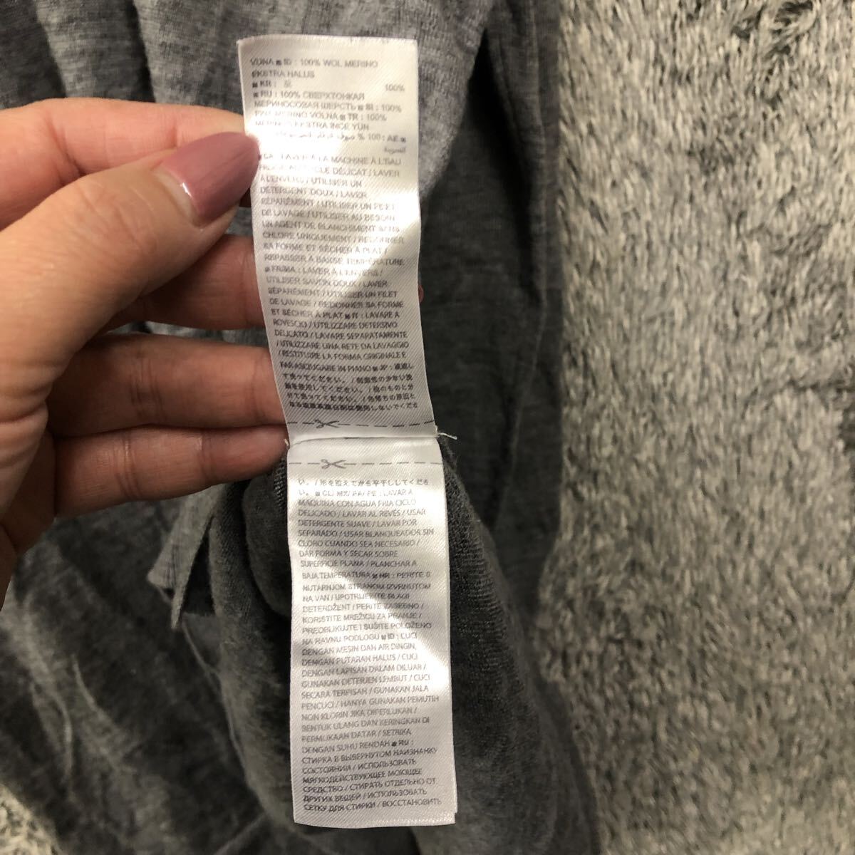 BANANA REPUBLIC バナナリパブリック ハイゲージ 長袖セーター サイズM グレー灰色 ウール 無地 メンズ トップス 最落なし(887)_画像8