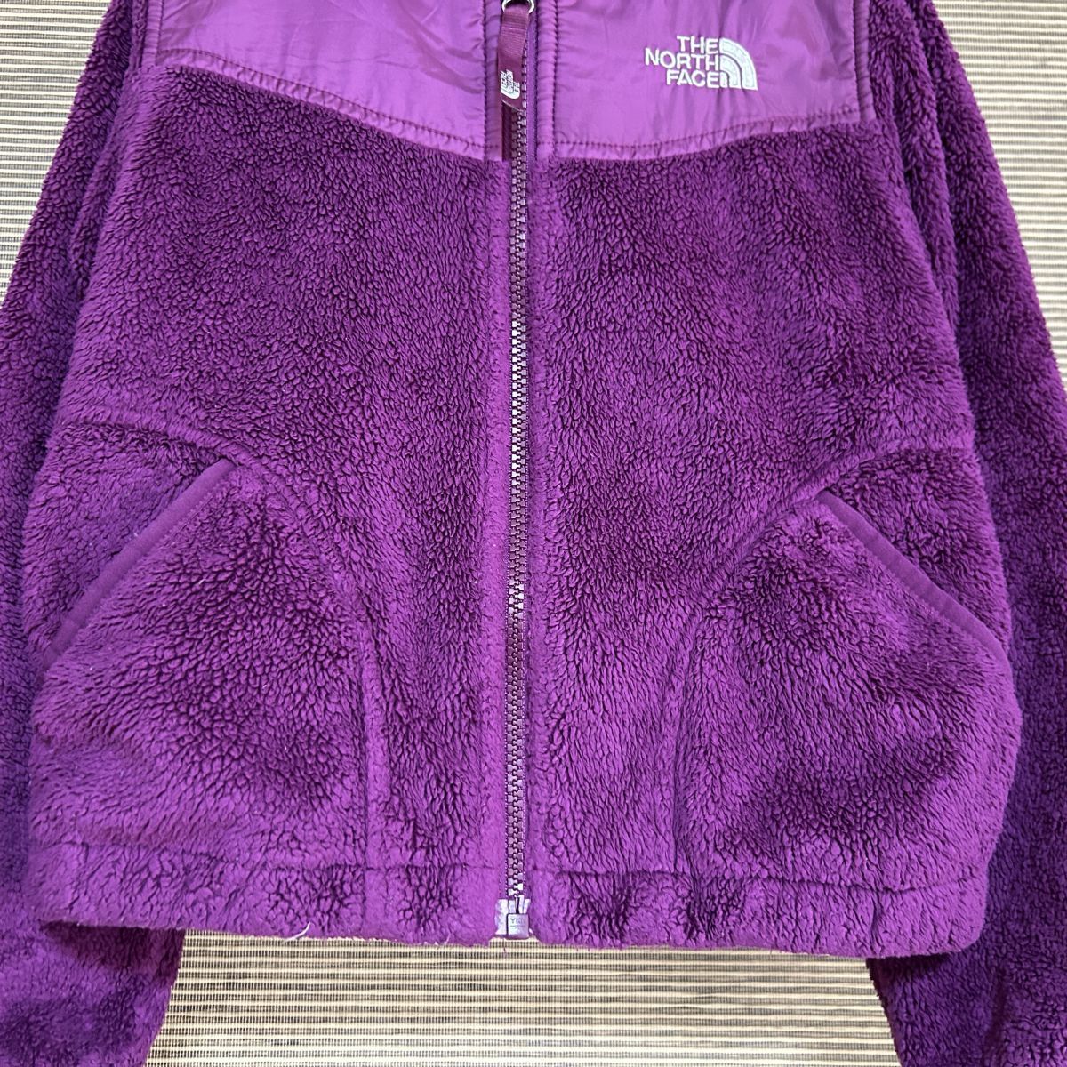 ノースフェイス　フリースジャケット　子供110　刺繍　紫パープル　キッズG1 古着　入手困難　激レア　希少 人気　ワンポイントロゴ_画像4