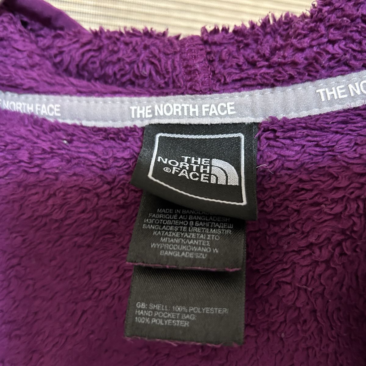 ノースフェイス　フリースジャケット　子供110　刺繍　紫パープル　キッズG1 古着　入手困難　激レア　希少 人気　ワンポイントロゴ_画像9