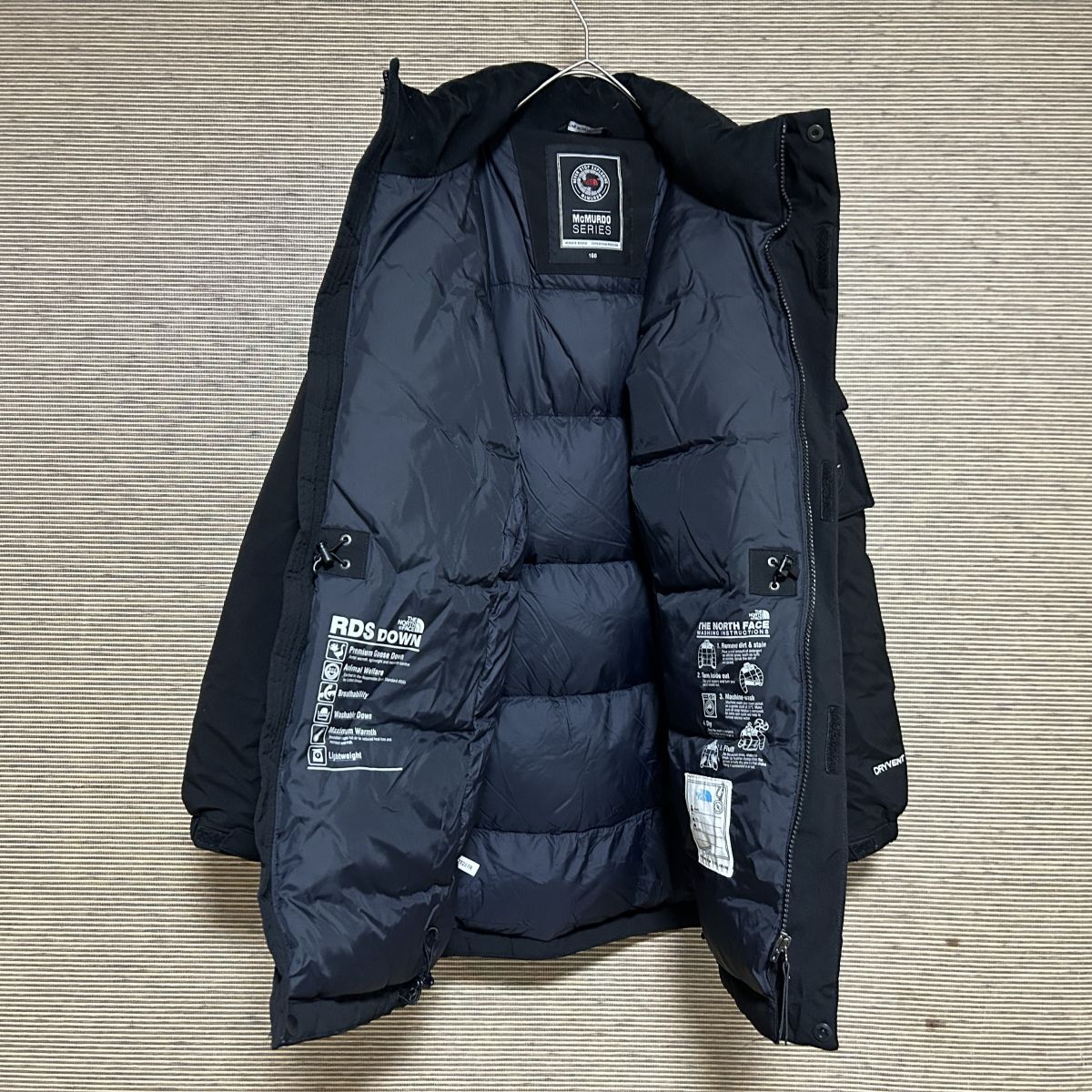 ノースフェイス　ダウンジャケット マクマード　黒　子供150キッズ　肩ロゴF3　古着　入手困難　激レア　希少 人気　モッズ　mcmurdo_画像9