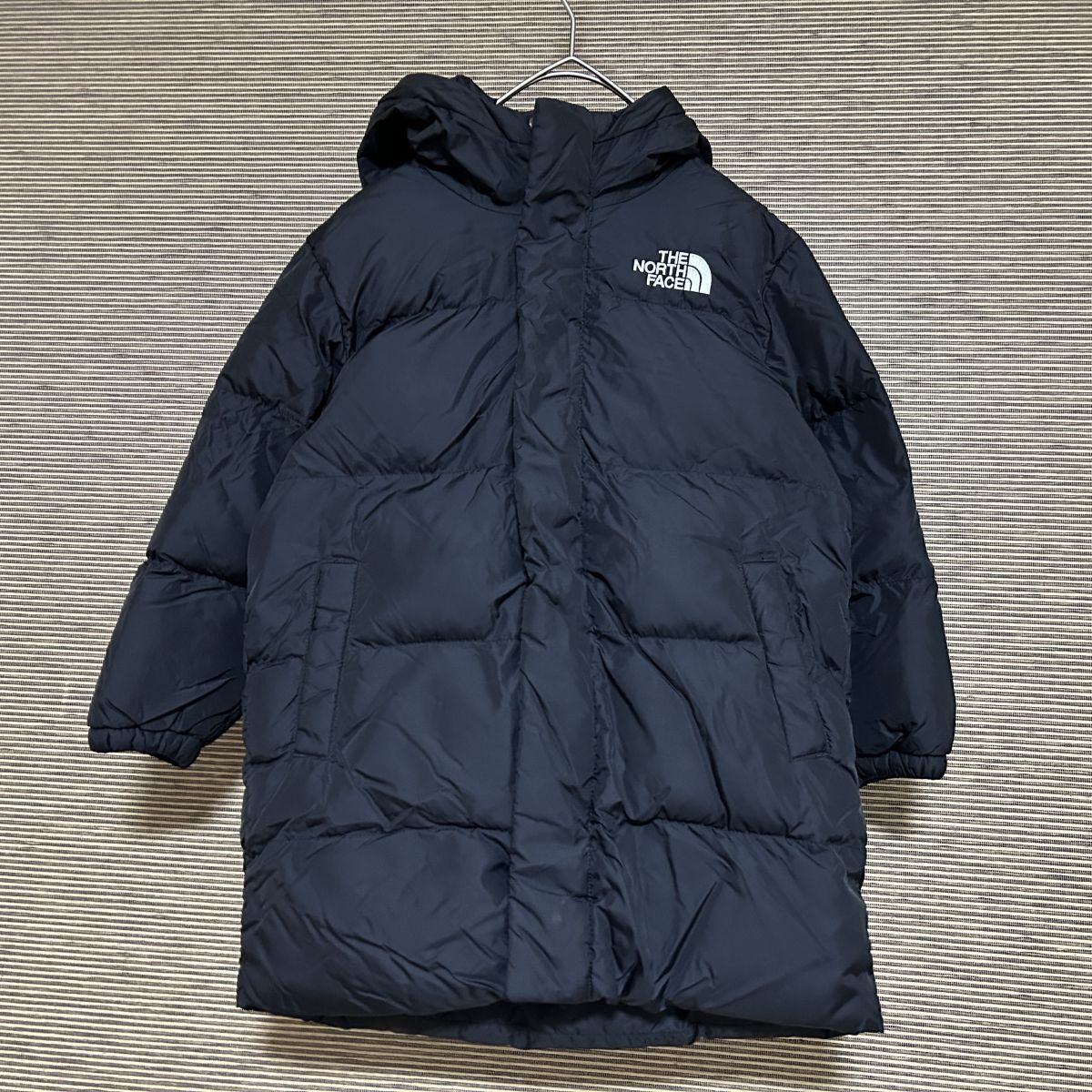 ノースフェイス　ロングダウンコートベンチコートonball子供110 黒ブラックF2　古着　入手困難　激レア　希少 人気　デカロゴ　ビッグロゴ_画像3