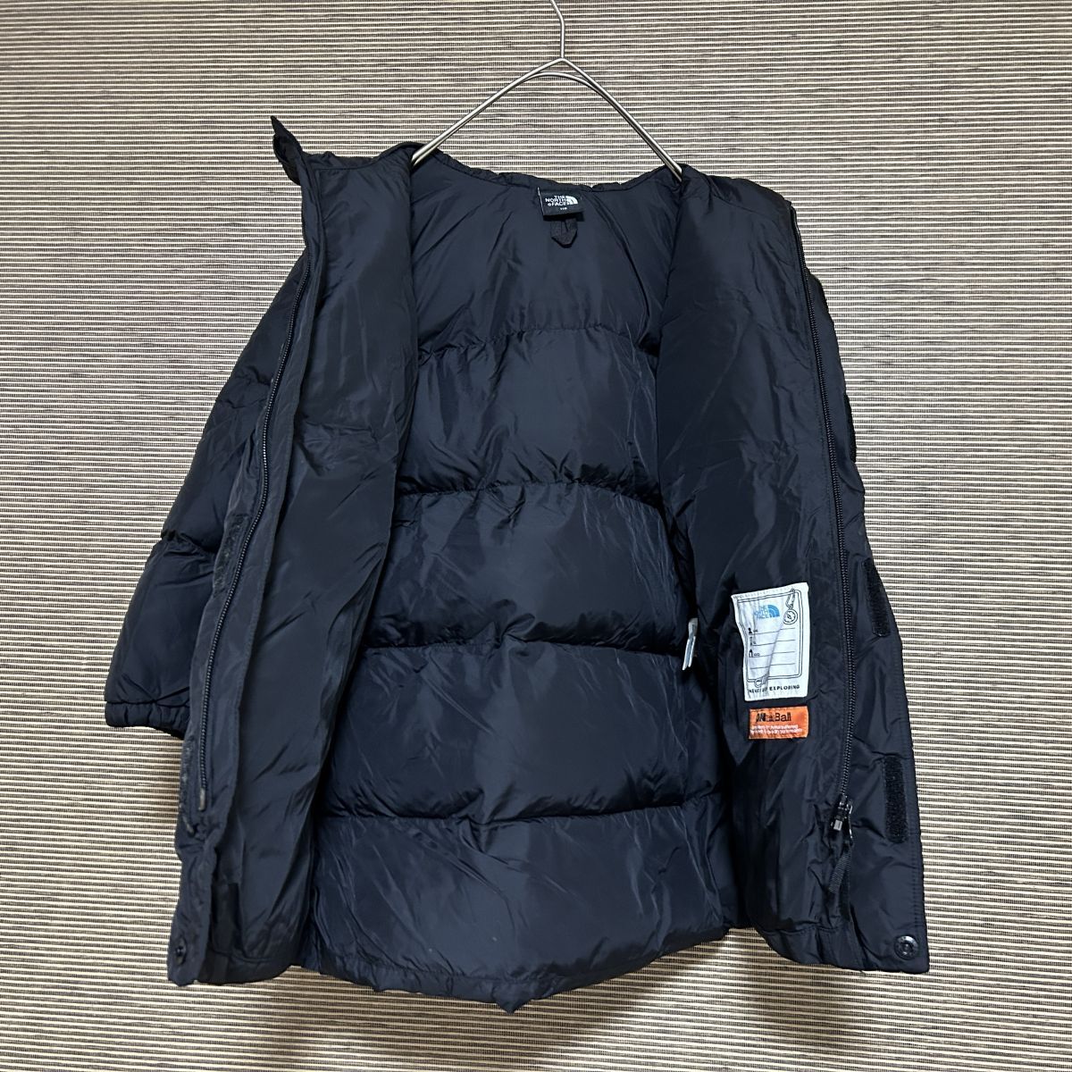 ノースフェイス　ロングダウンコートベンチコートonball子供110 黒ブラックF2　古着　入手困難　激レア　希少 人気　デカロゴ　ビッグロゴ_画像8