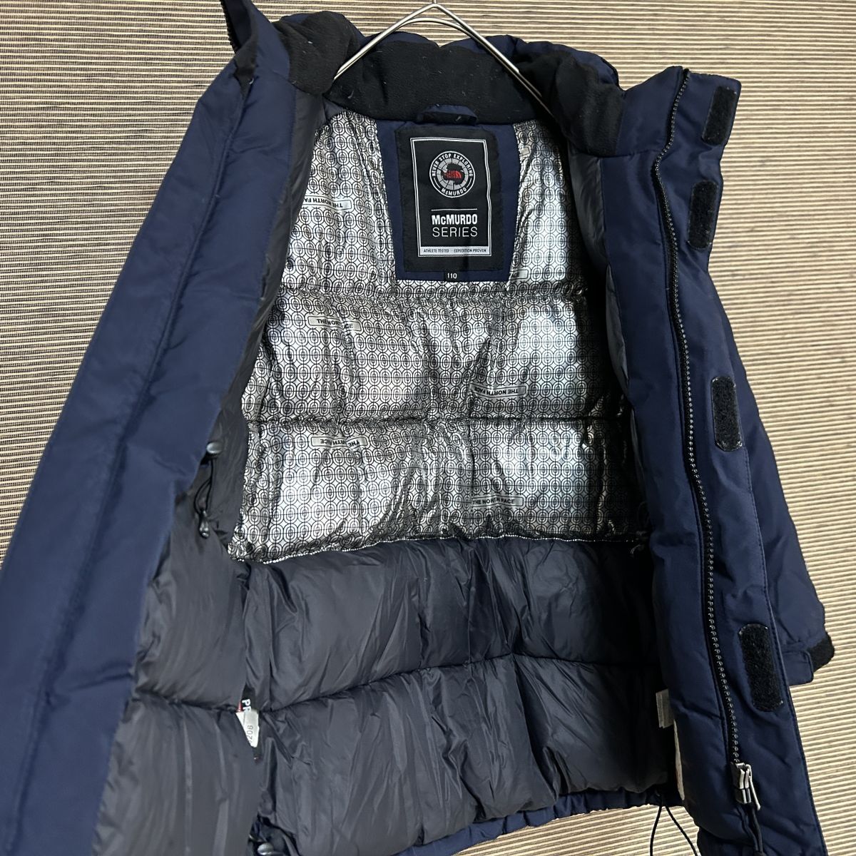 ノースフェイス　ダウンジャケット マクマード　ネイビー子供110刺繍ゴアF2 古着　入手困難　激レア　人気　希少　キッズ　肩ロゴ_画像9