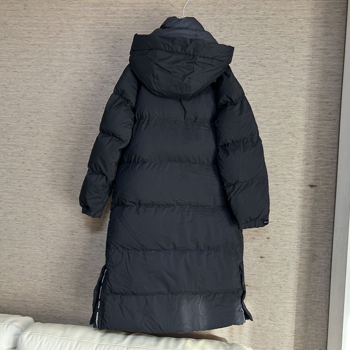 ノースフェイス　ロングダウンコート　ベンチコート　ブラック黒　S刺繍　F5　古着　入手困難　激レア　人気　ワンポイント　ドライベント_画像6