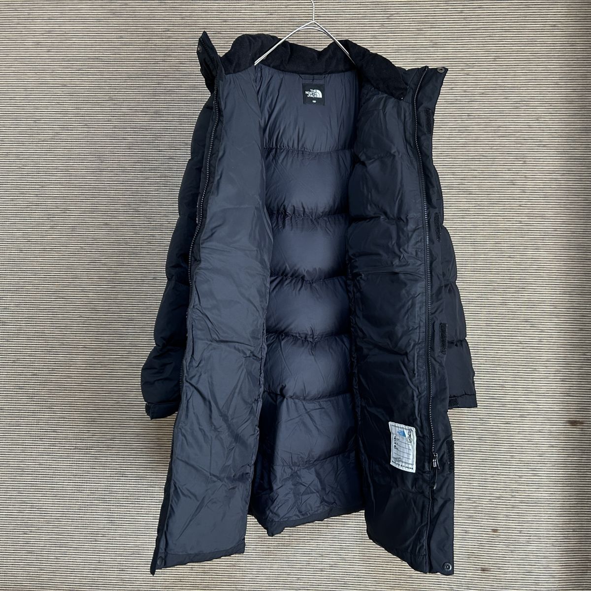 ノースフェイス　ロングダウンコート　ベンチコート　ブラック子供150キッズF3　古着　入手困難　激レア　人気　肩ロゴ　スリーブロゴ_画像9