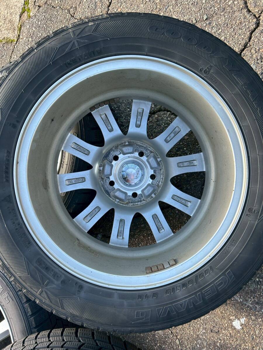 マツダ ビアンテ取外し GOODYEAR ICE NAVI 6 185/60R15 スタッドレスタイヤ＋Weds 15インチアルミホイール 4本セット_画像7