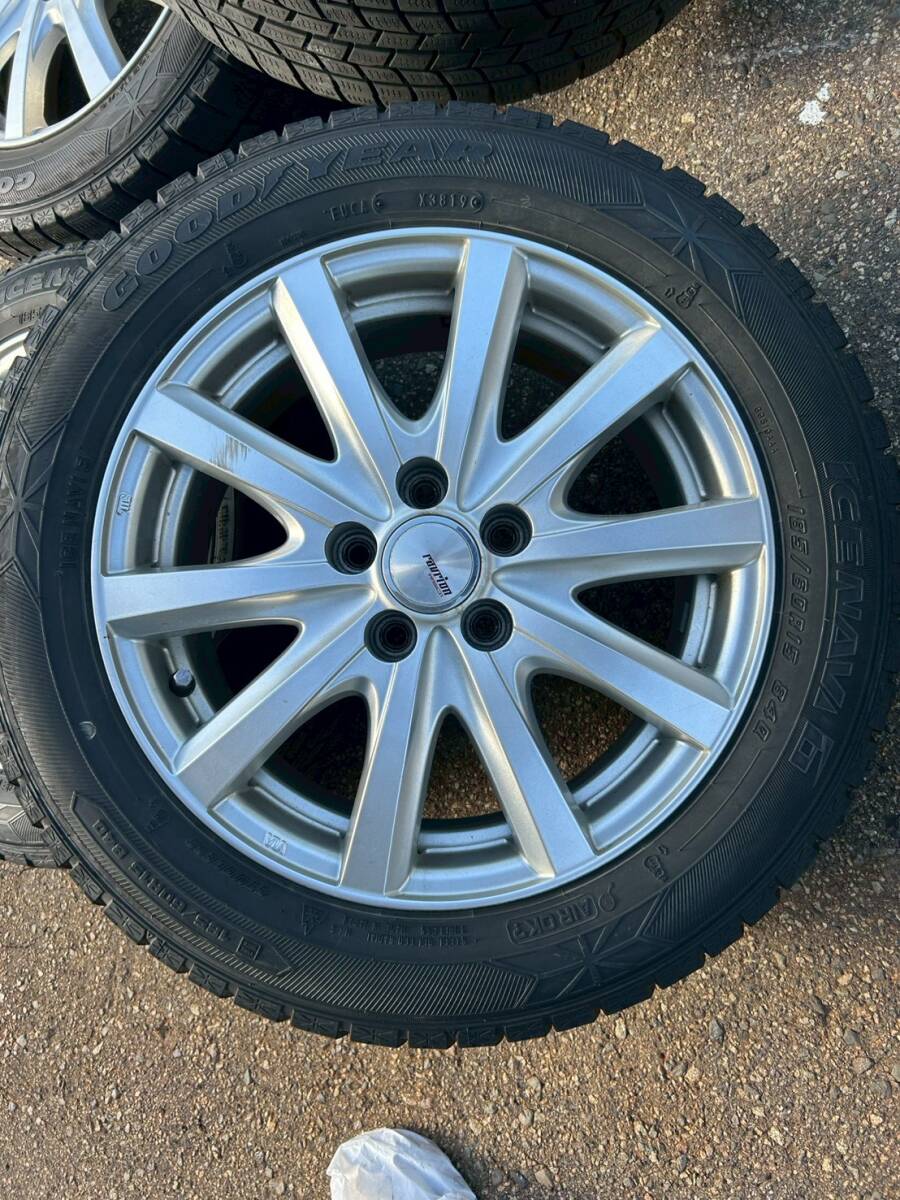 マツダ ビアンテ取外し GOODYEAR ICE NAVI 6 185/60R15 スタッドレスタイヤ＋Weds 15インチアルミホイール 4本セット_画像3