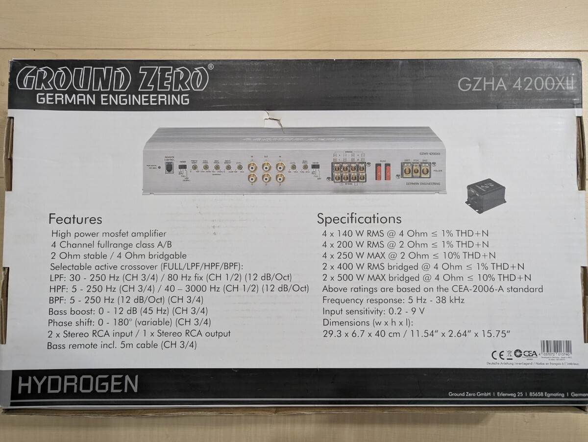 GROUND ZERO GZHA 4200 xii グラウンドゼロ イース・コーポレーション正規品 4ch class-ab_画像6