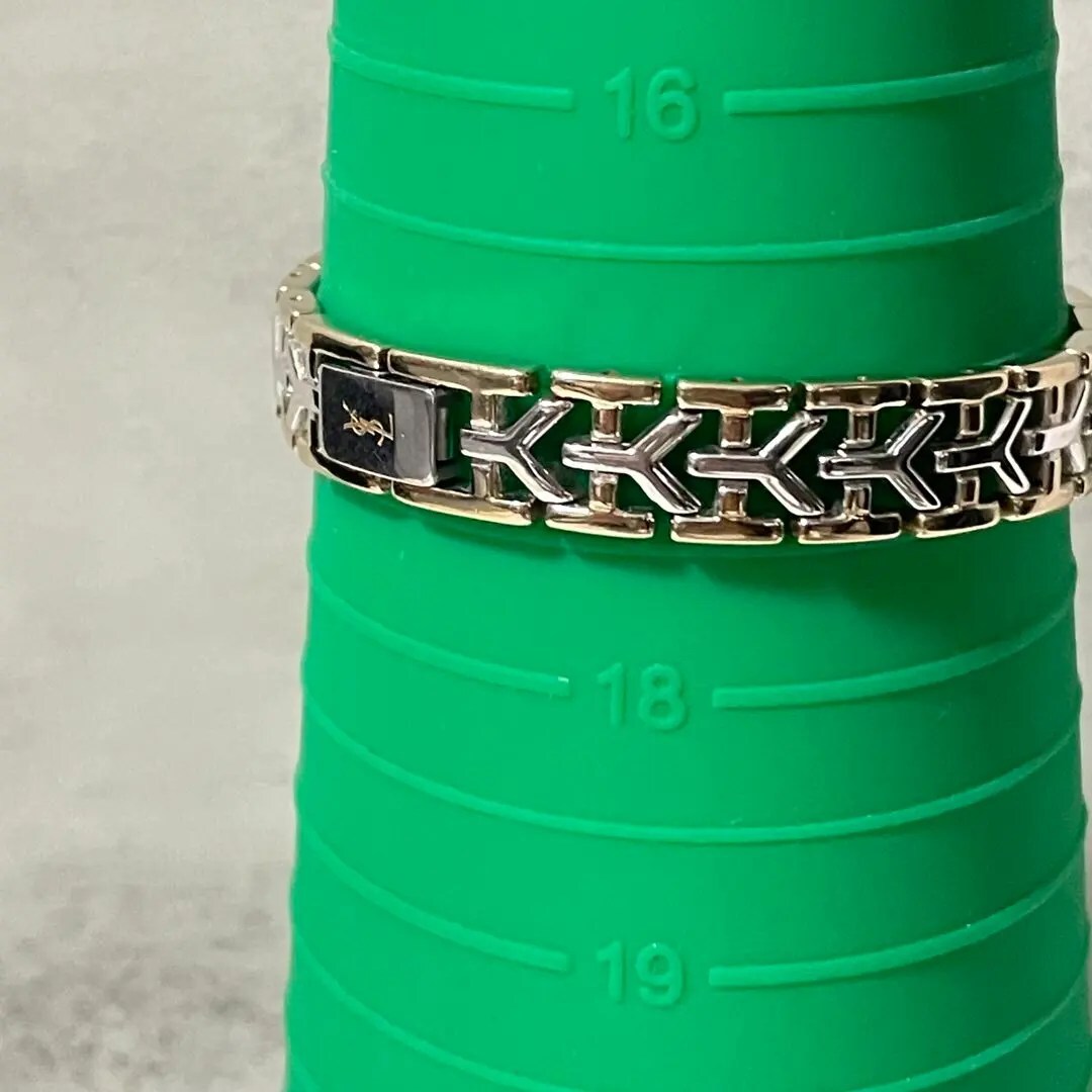 稼動品 YSL イヴサンローラン オクタゴン コンビ Yロゴベルト 腕時計_画像5