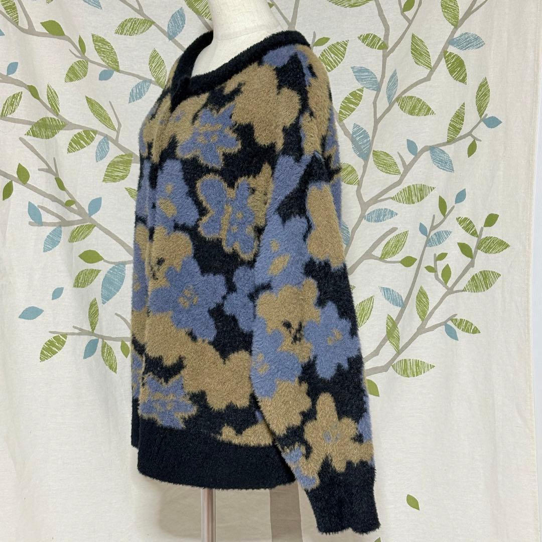 Samansa Mos2サマンサモスモス 花柄　シャギークルーネックカーディガン_画像3