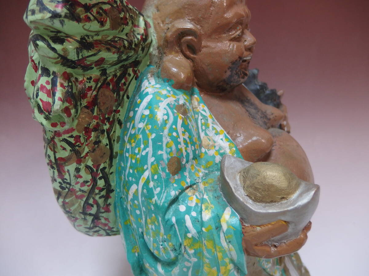 木彫 彩色 布袋 置物_画像10