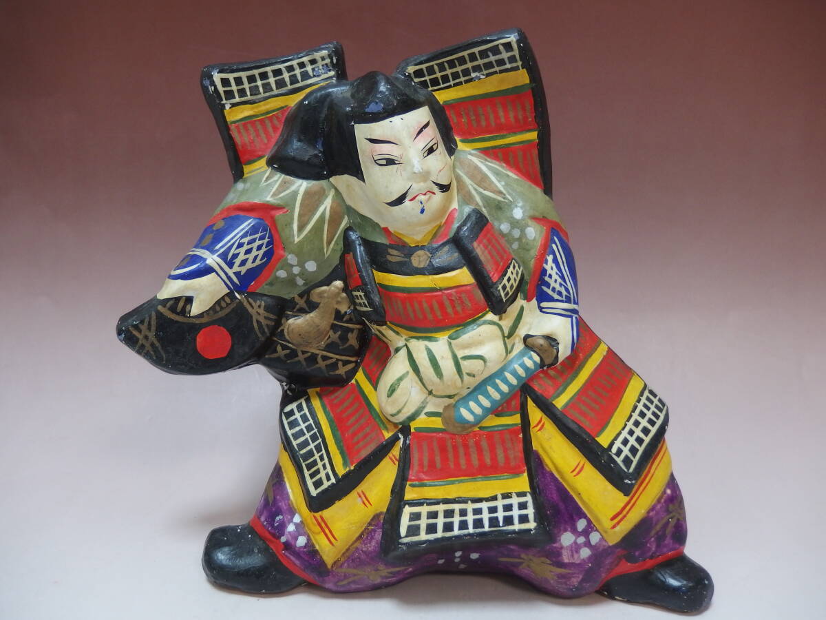 ②　土人形　義経 　中十製？　在銘？_画像1