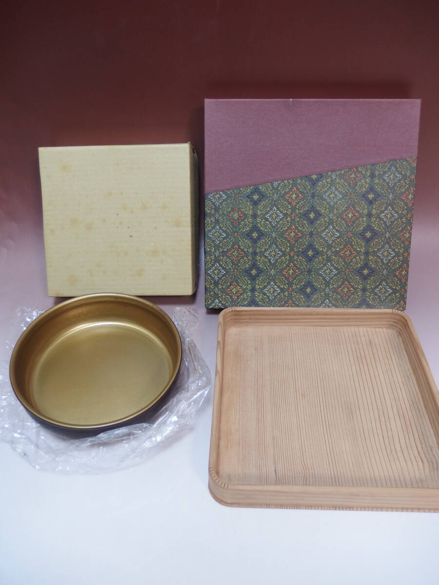 茶道具　卓下建水　杉八寸盆_画像1