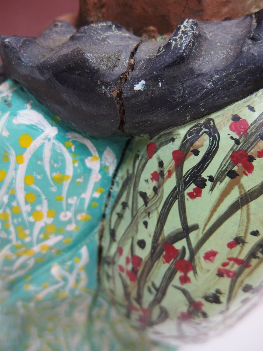 木彫 彩色 布袋 置物_画像8