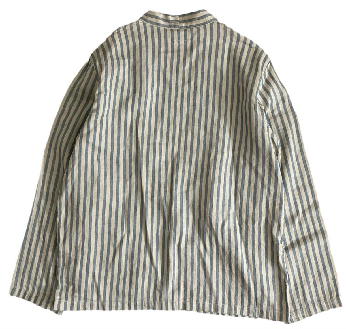 KAPITAL キャピタル リネン ブルースヒッコリー ストライプ KAKASHI シャツ カーディガン_画像3