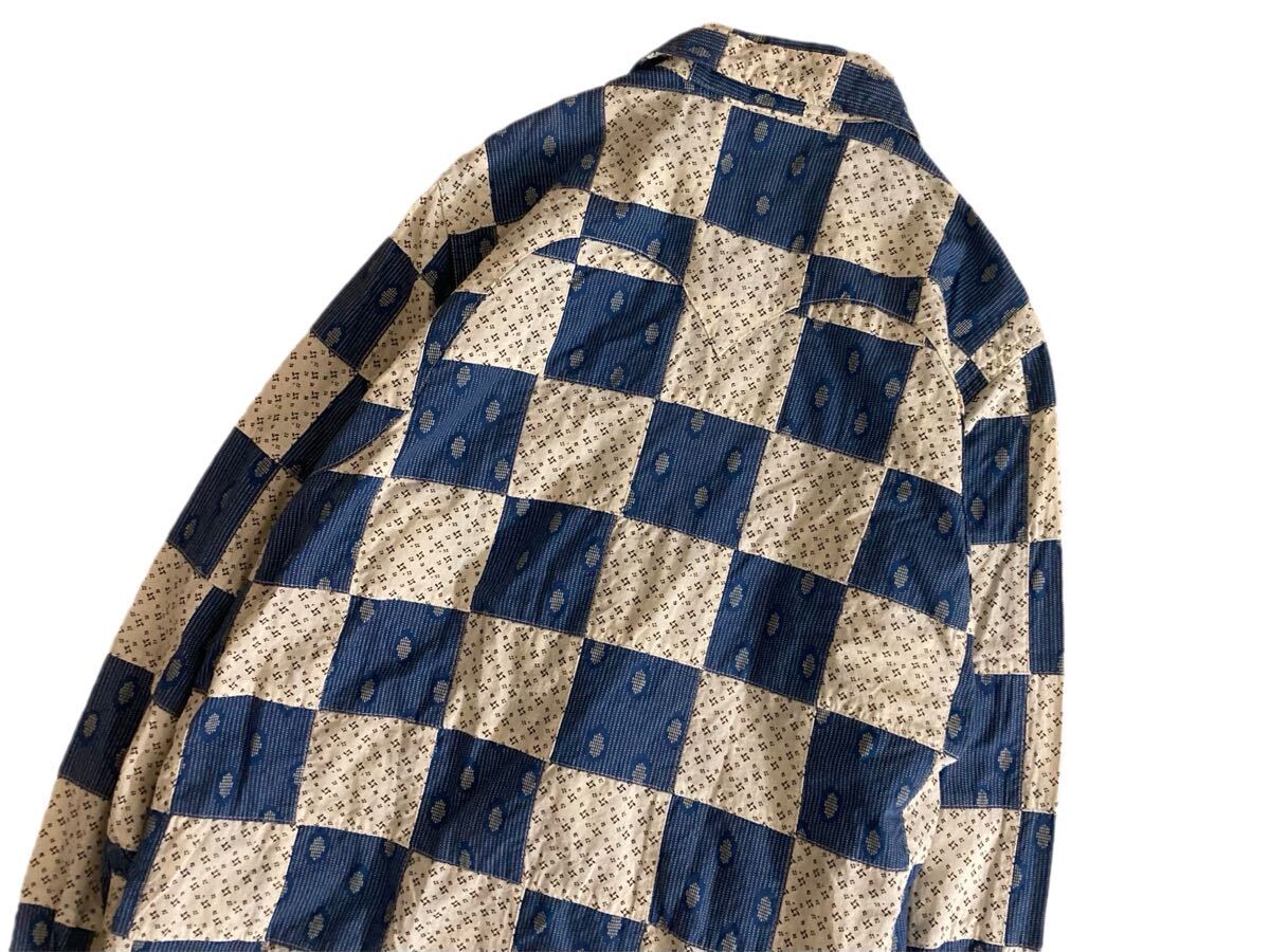 KAPITAL キャピタル 市松 パッチワーク × ドット スキヤキ ウエスタン シャツ_画像6