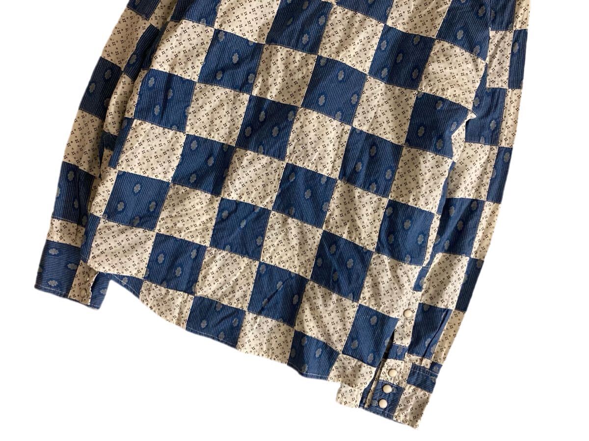 KAPITAL キャピタル 市松 パッチワーク × ドット スキヤキ ウエスタン シャツ_画像7