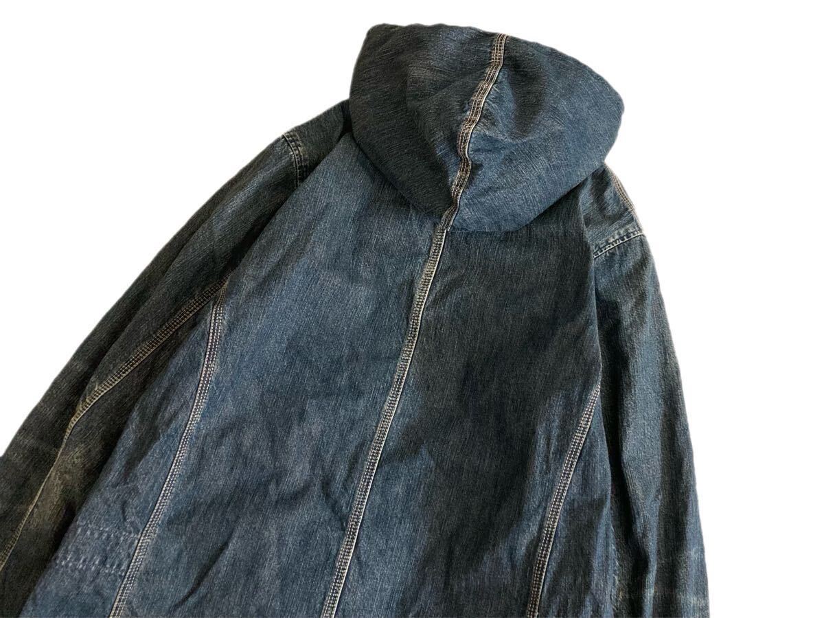 KAPITAL キャピタル ヴィンテージ加工 裏毛 ペンキ パイピング デニム リング コート_画像6