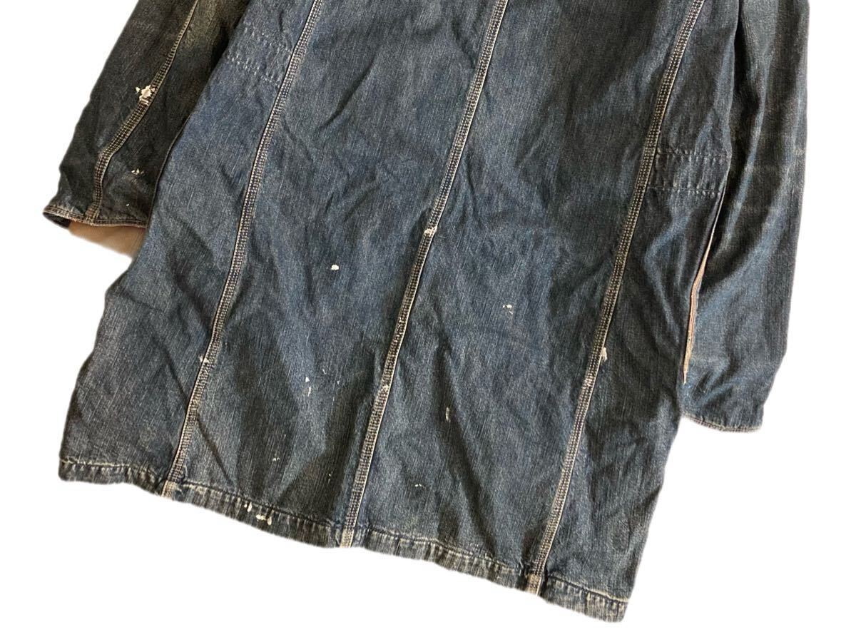 KAPITAL キャピタル ヴィンテージ加工 裏毛 ペンキ パイピング デニム リング コート_画像7