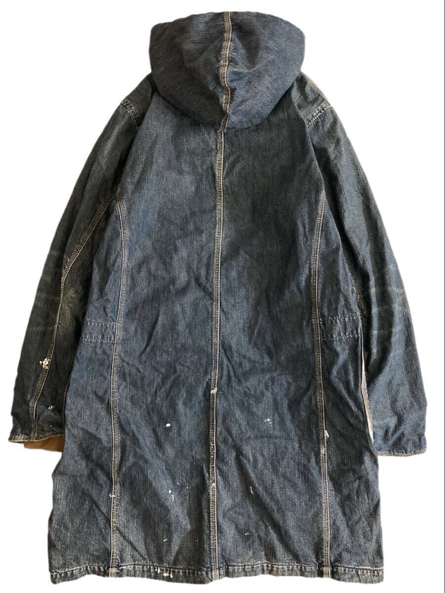 KAPITAL キャピタル ヴィンテージ加工 裏毛 ペンキ パイピング デニム リング コート_画像5