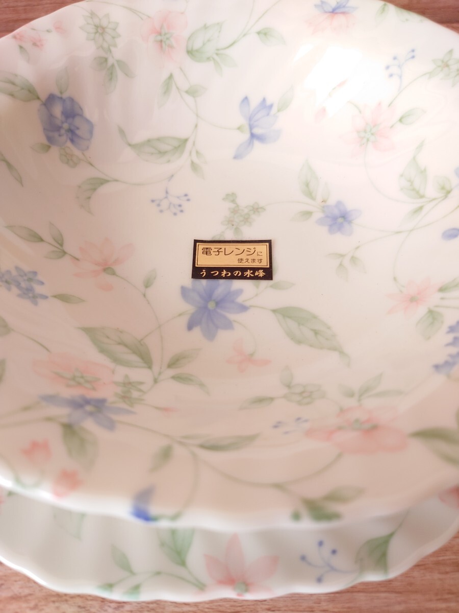 未使用【美濃焼 フラワーガーデン サラダ＆スープ皿 】各5個セット うつわの水峰　MINOYOGYO SEITO　電子レンジ使用可/洋食器/サラダボウル_画像5