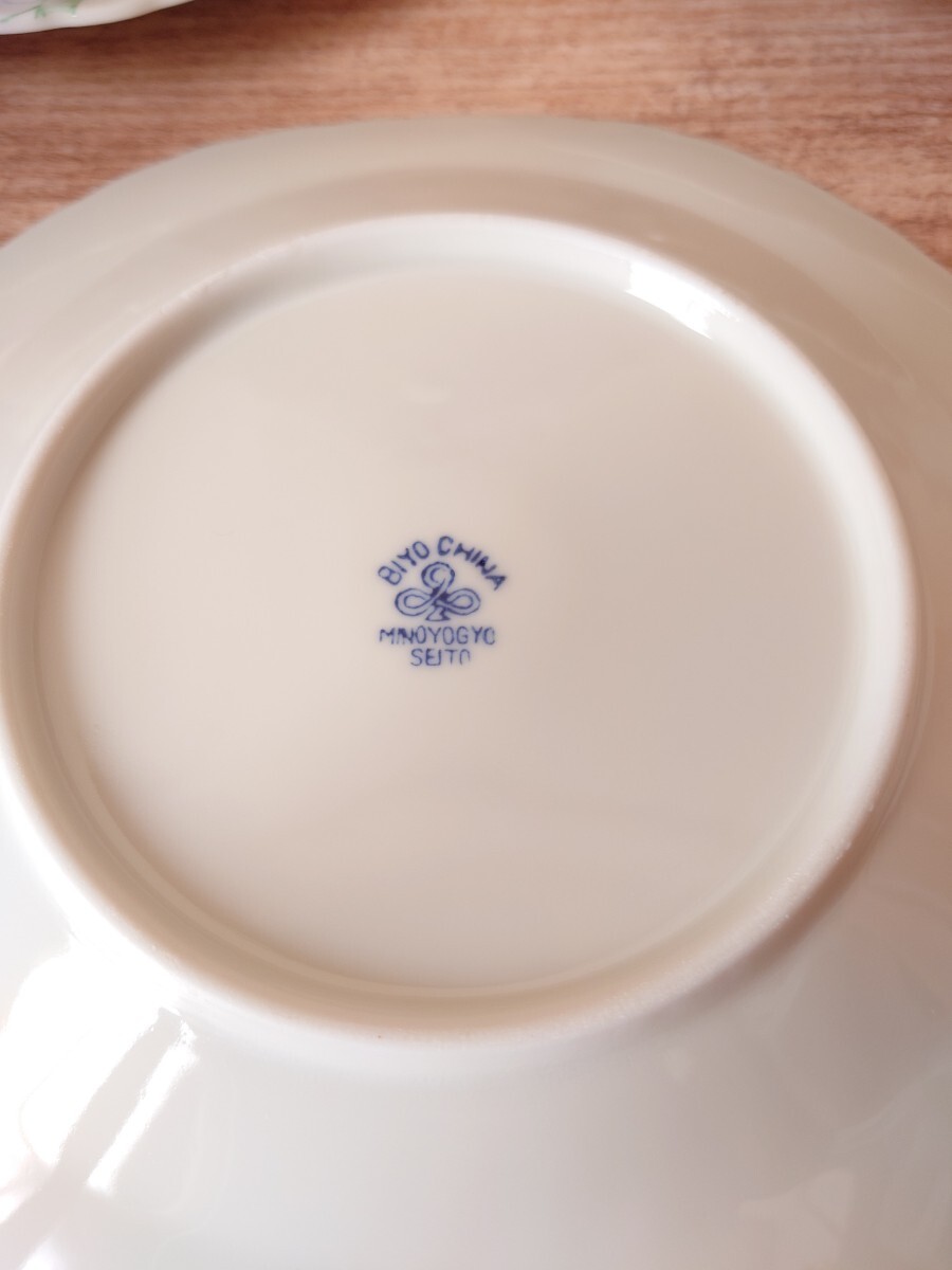 未使用【美濃焼 フラワーガーデン サラダ＆スープ皿 】各5個セット うつわの水峰　MINOYOGYO SEITO　電子レンジ使用可/洋食器/サラダボウル_画像6