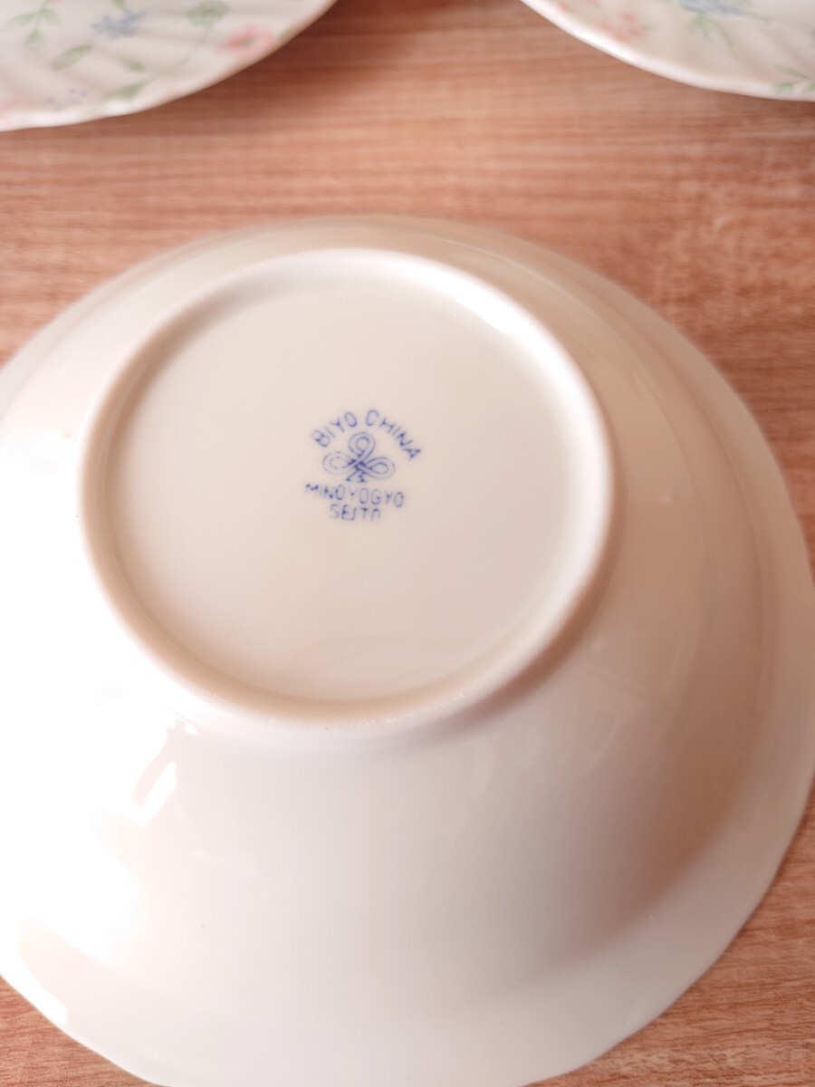 未使用【美濃焼 フラワーガーデン サラダ＆スープ皿 】各5個セット うつわの水峰　MINOYOGYO SEITO　電子レンジ使用可/洋食器/サラダボウル_画像7