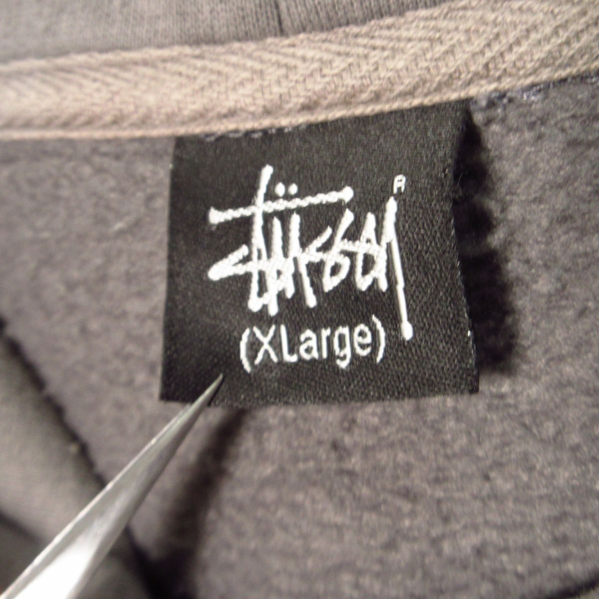 ◎STUSSY ステューシー グラフィック パーカー フーディー スケーター スケボー ストリート 裏起毛 メンズ チャコール XL◆AA5213_画像7