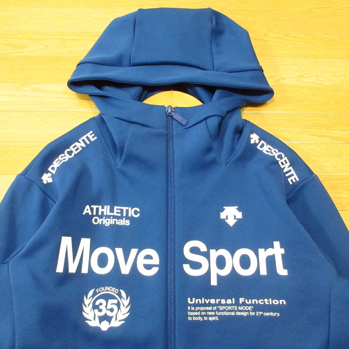 ◎極美品！DESCENTE MoveSport デサント DMMSJF11 ジャージ トレーニング ジャケット 防風 ストレッチ 秋冬 メンズ 青 ブルー S◆AA5431_画像3