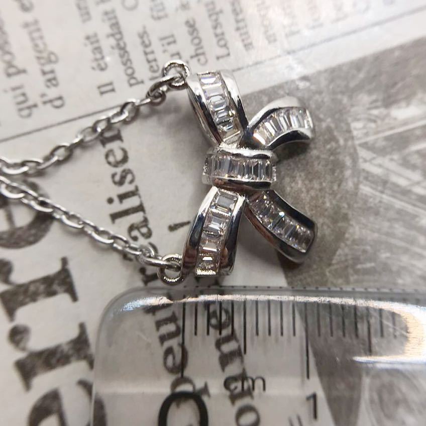 処分価格★ホワイトトパーズの蝶々結びデザインペンダント★レディースネックレスシルバーアクセサリーキュービックジルコニア新品Y-RSHOP_画像6