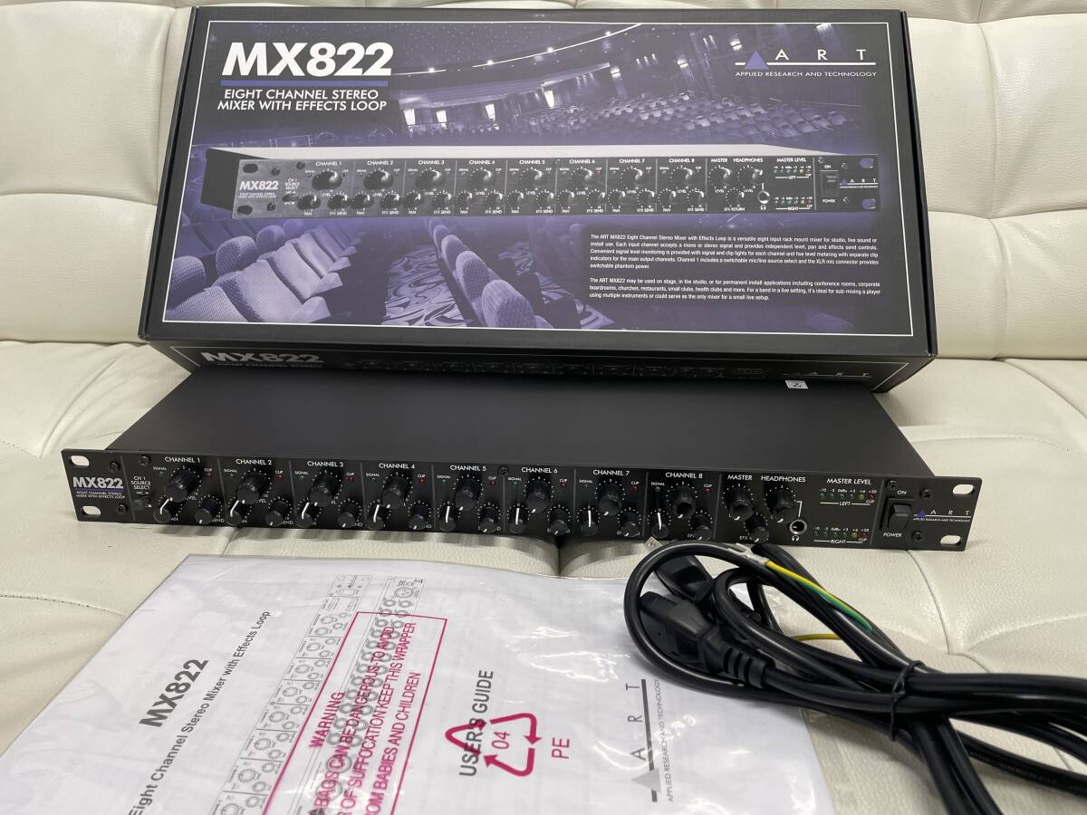  美品 1Uラックマウント ステレオ8chミキサー ART MX822_画像1