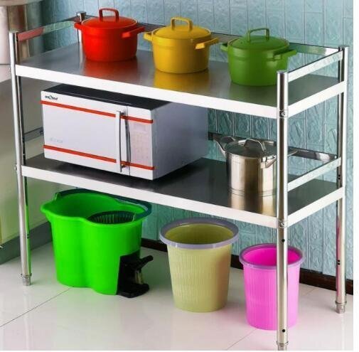 品質保証☆新品★ガード付きステンレス棚着地多層台所用品小百貨店電子レンジ収納棚_画像3