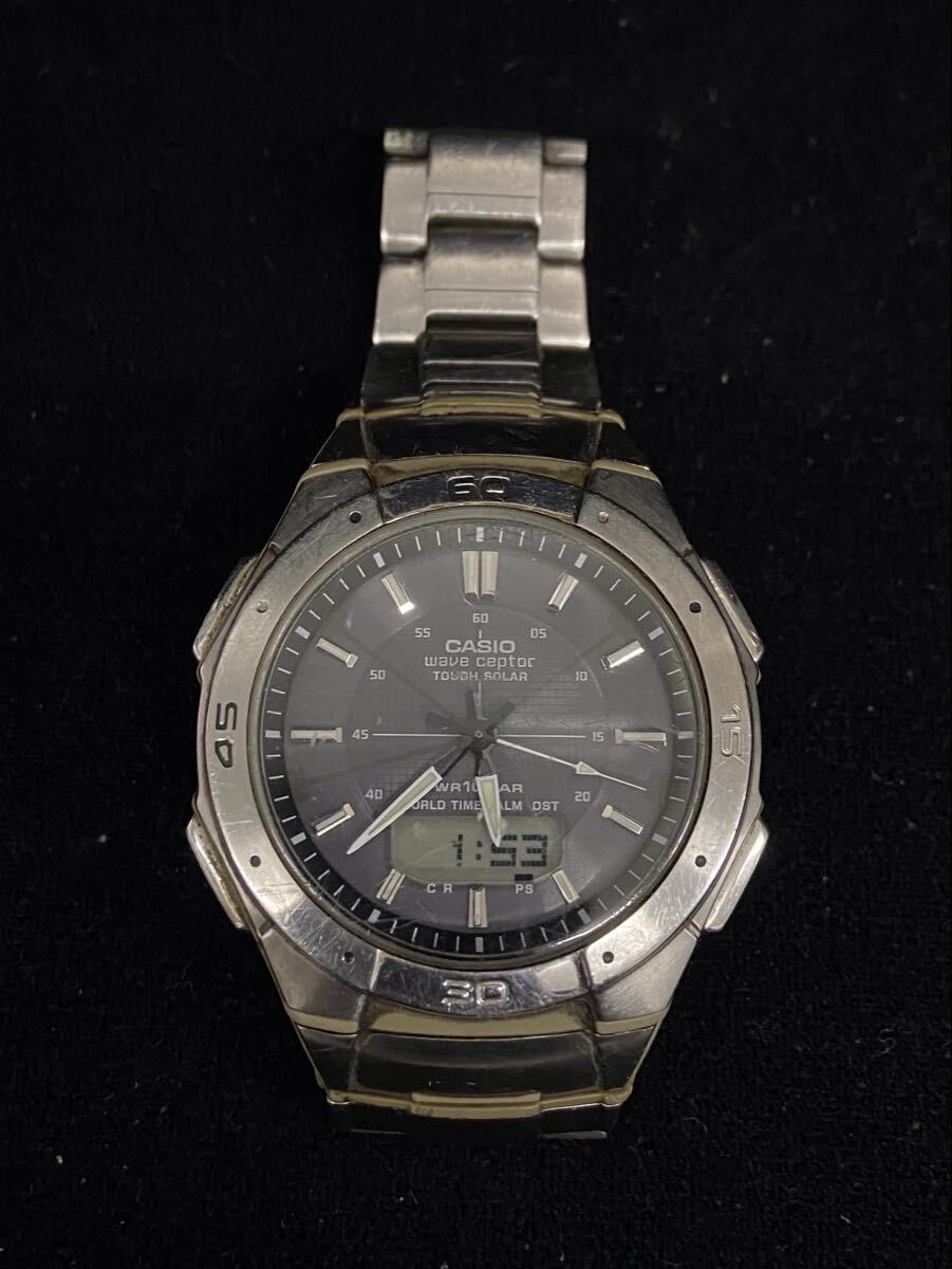 A457★CASIO カシオ WAVECEPTOR ウェーブセプター 腕時計 WVA-470 電波ソーラー タフソーラー ベルト切れあり 稼働 ジャンク品_画像2