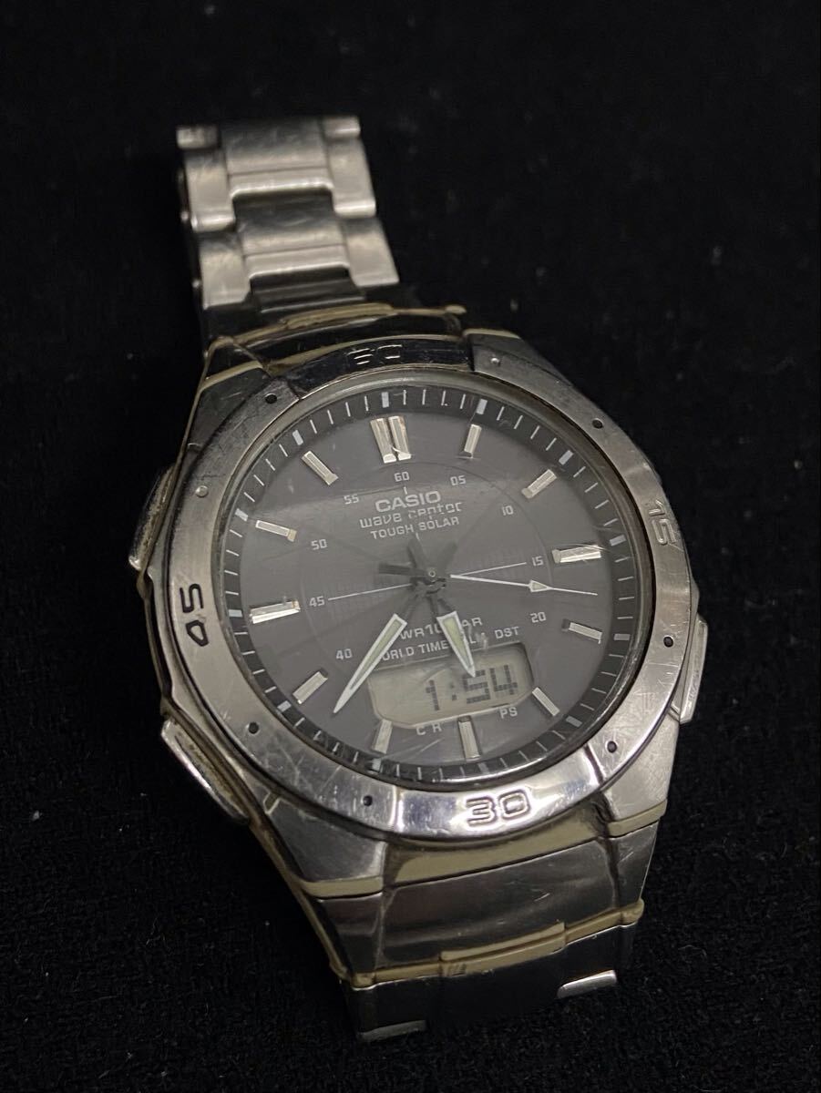A457★CASIO カシオ WAVECEPTOR ウェーブセプター 腕時計 WVA-470 電波ソーラー タフソーラー ベルト切れあり 稼働 ジャンク品_画像4