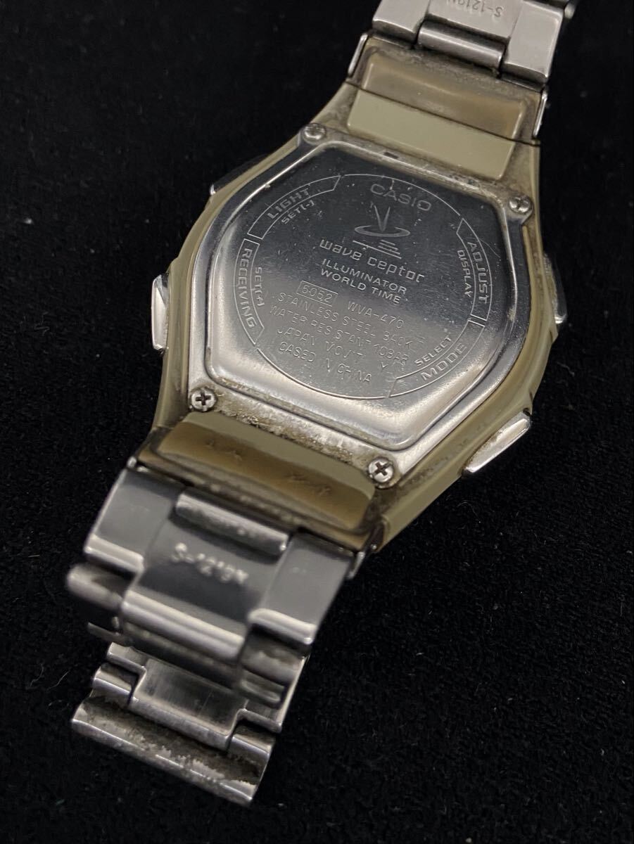 A457★CASIO カシオ WAVECEPTOR ウェーブセプター 腕時計 WVA-470 電波ソーラー タフソーラー ベルト切れあり 稼働 ジャンク品_画像5