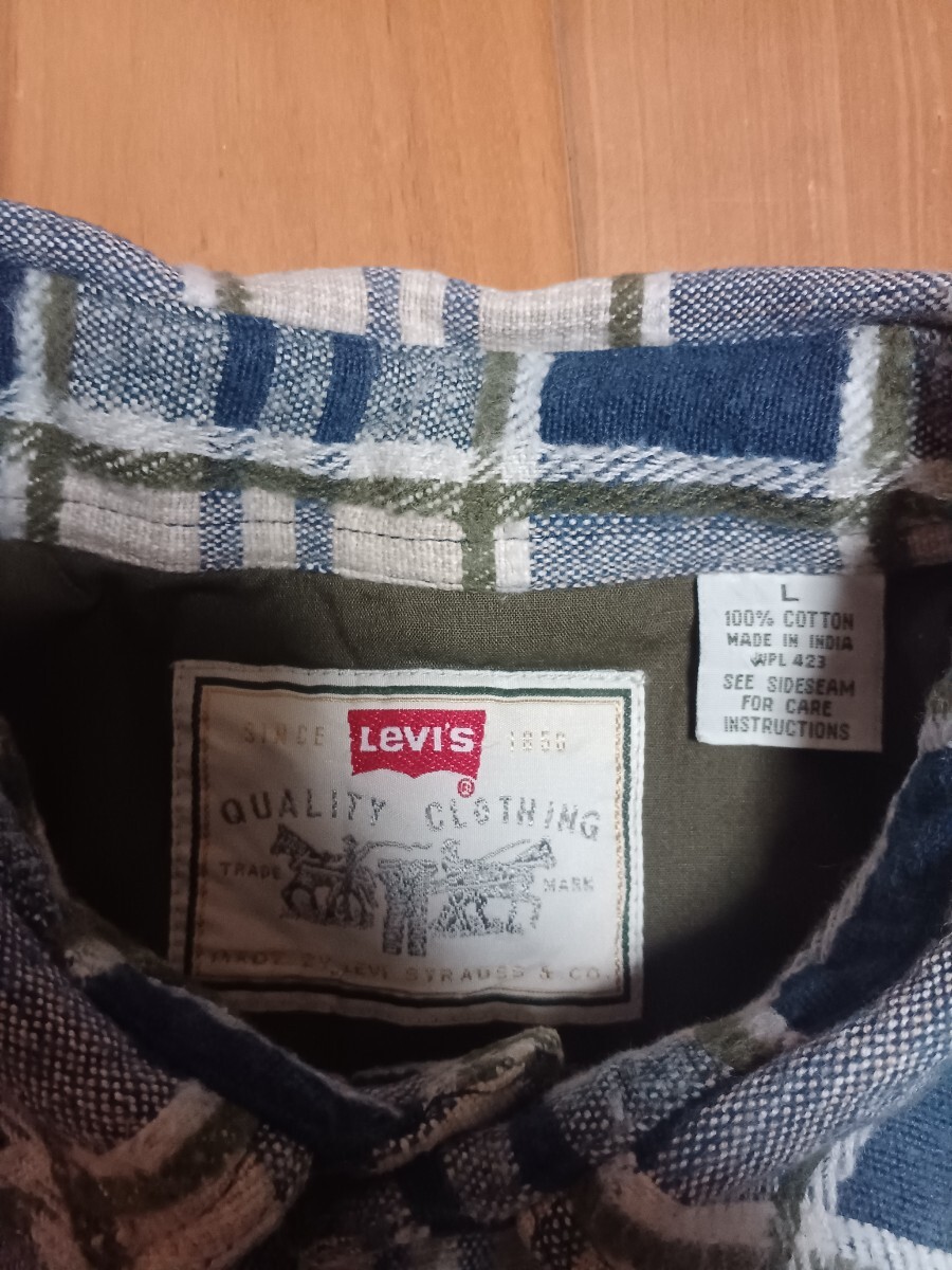 Levi's リーバイス ヘヴィウエスト フランネル 長袖シャツ L チェック 厚手_画像4