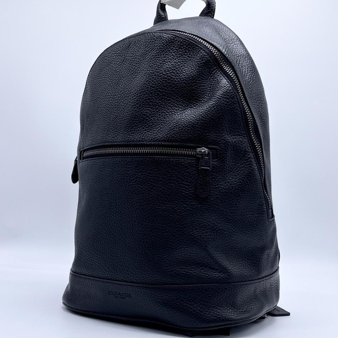 1円 極美品◆COACH コーチ リュック 本革レザー 大容量 72510 メンズ ダウンタウン リュックサック ブラック 黒 A4可_画像1