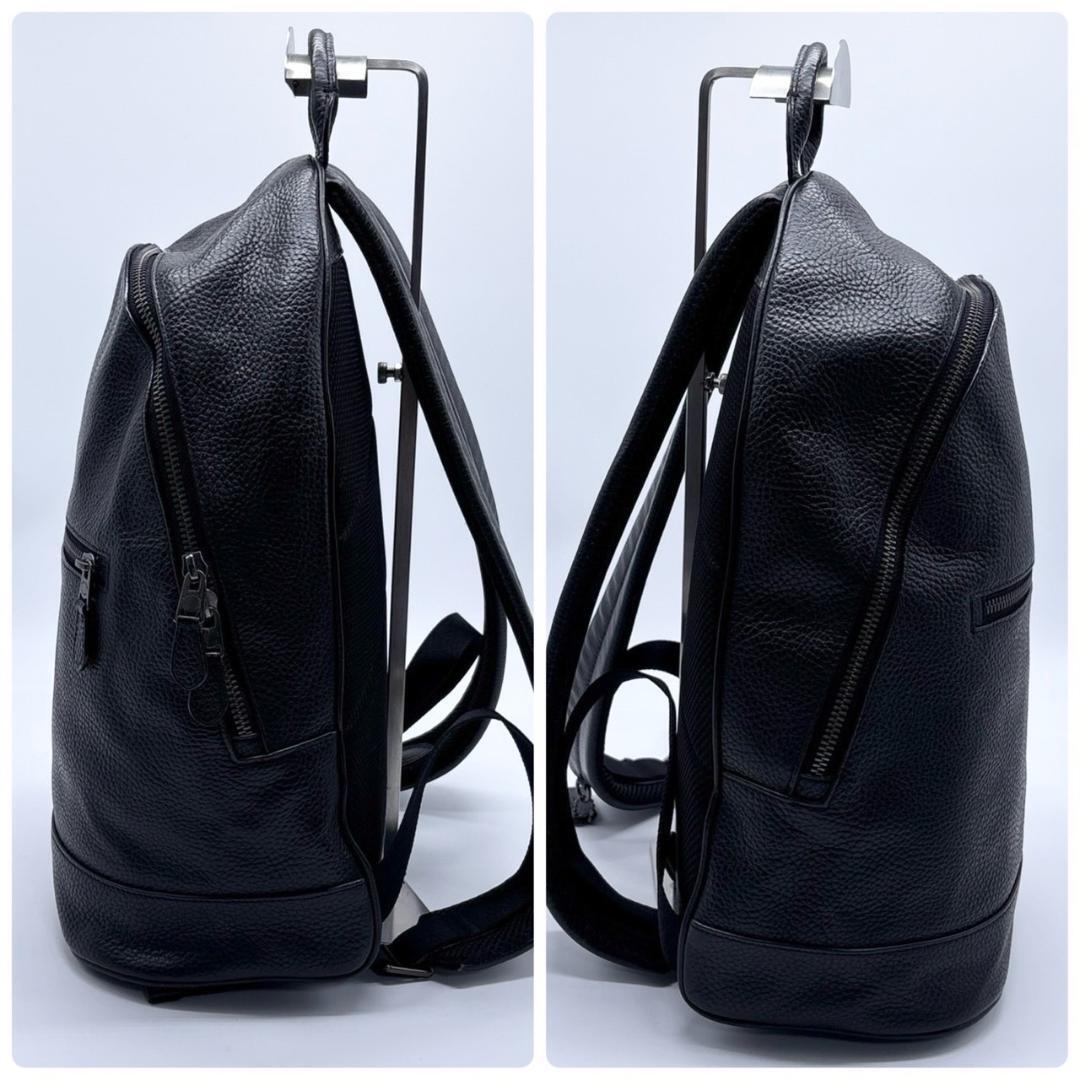 1円 極美品◆COACH コーチ リュック 本革レザー 大容量 72510 メンズ ダウンタウン リュックサック ブラック 黒 A4可_画像3