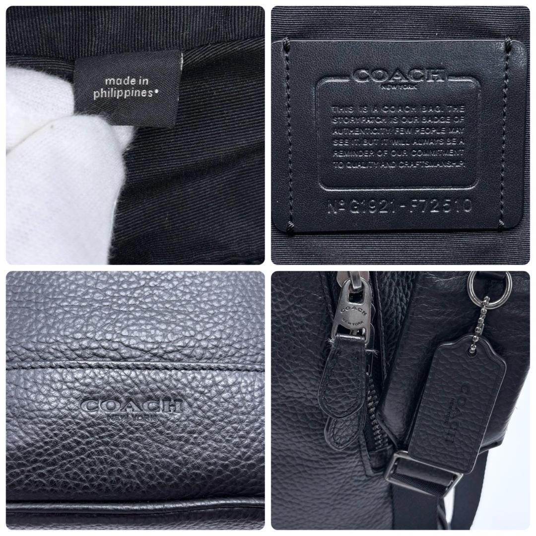 1円 極美品◆COACH コーチ リュック 本革レザー 大容量 72510 メンズ ダウンタウン リュックサック ブラック 黒 A4可_画像6