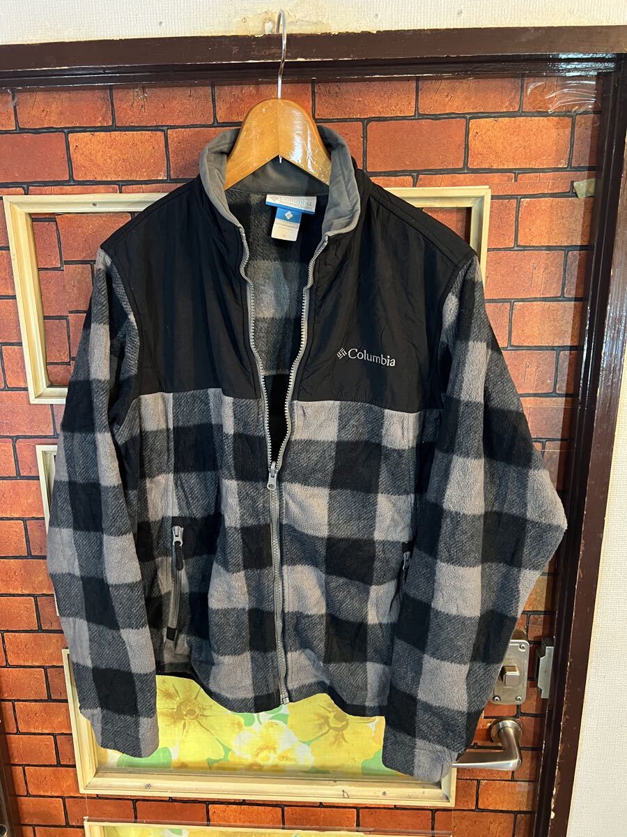フリースジャケット　ブロックチェック　 Columbia ジップアップ コロンビア アウトドア　サイズM アメリカ古着_画像1