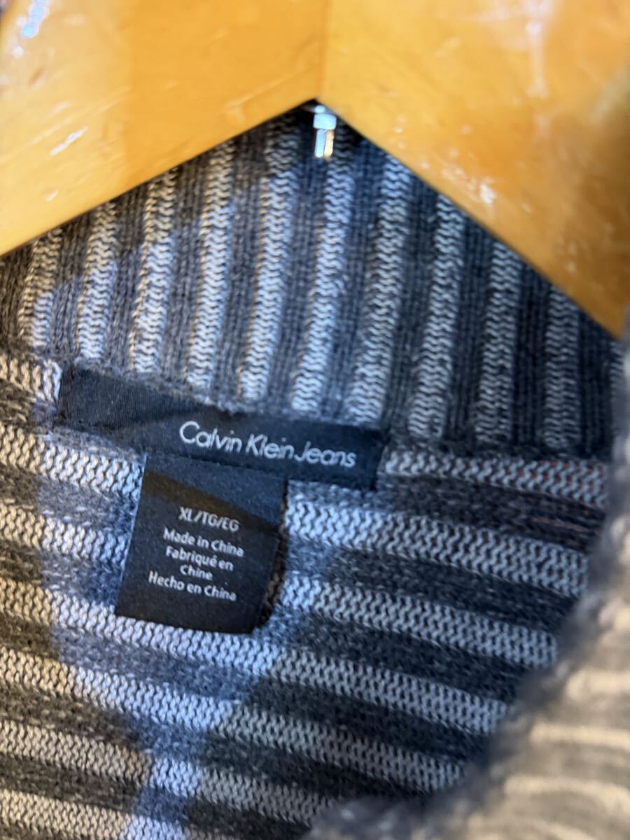ニットカーディガン ジップアップ カルバンクライン CK XL ビックサイズ アメリカ古着_画像2