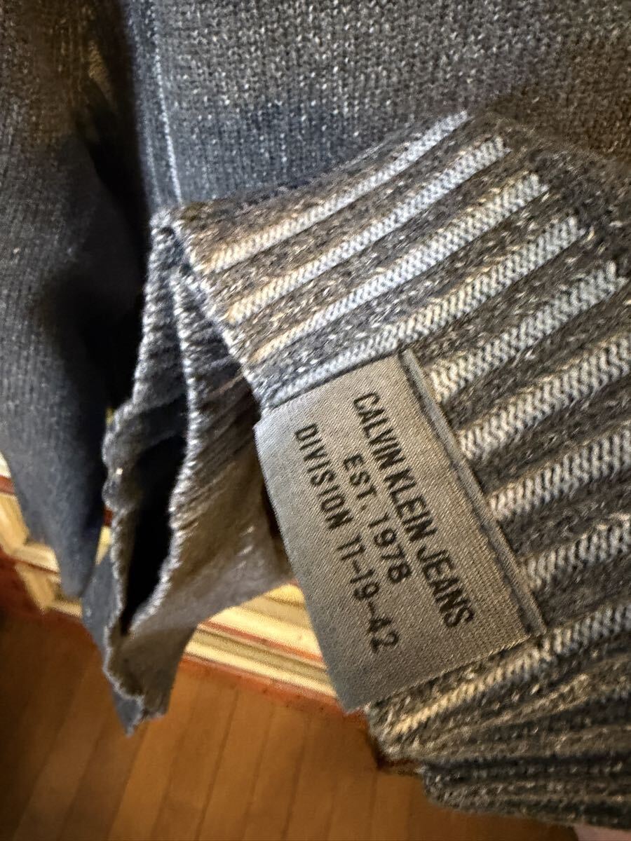 ニットカーディガン ジップアップ カルバンクライン CK XL ビックサイズ アメリカ古着_画像3