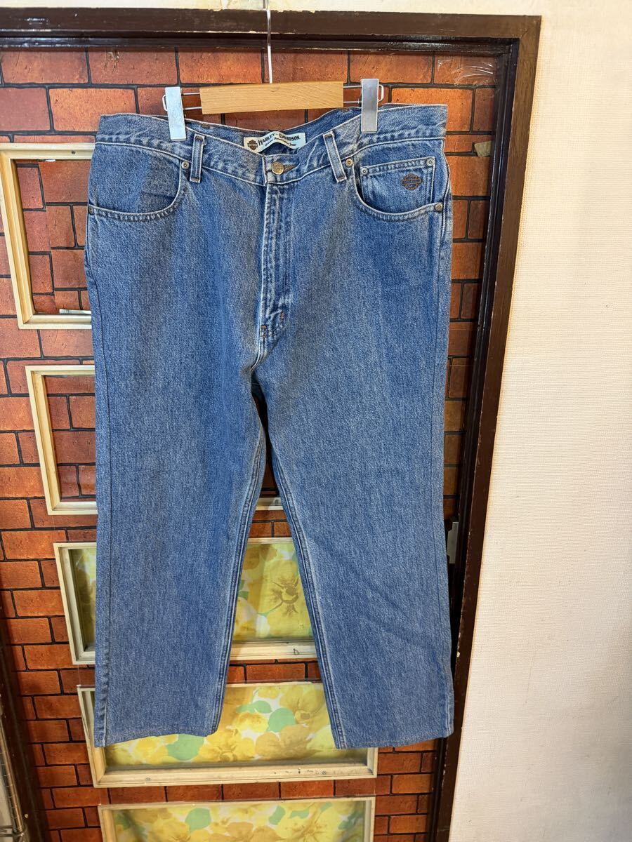 デニムパンツ Gパン ジーパン ジーンズ HARLEY ハーレイダビッドソン 38インチウエスト約99 アメリカ古着_画像1