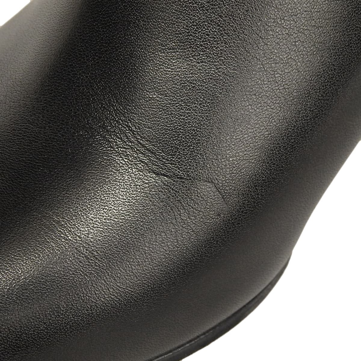 フェラガモ FERRAGAMO サイドファスナー ショートブーツ レザー ブラック 4 1/2 レディース 4686_画像3