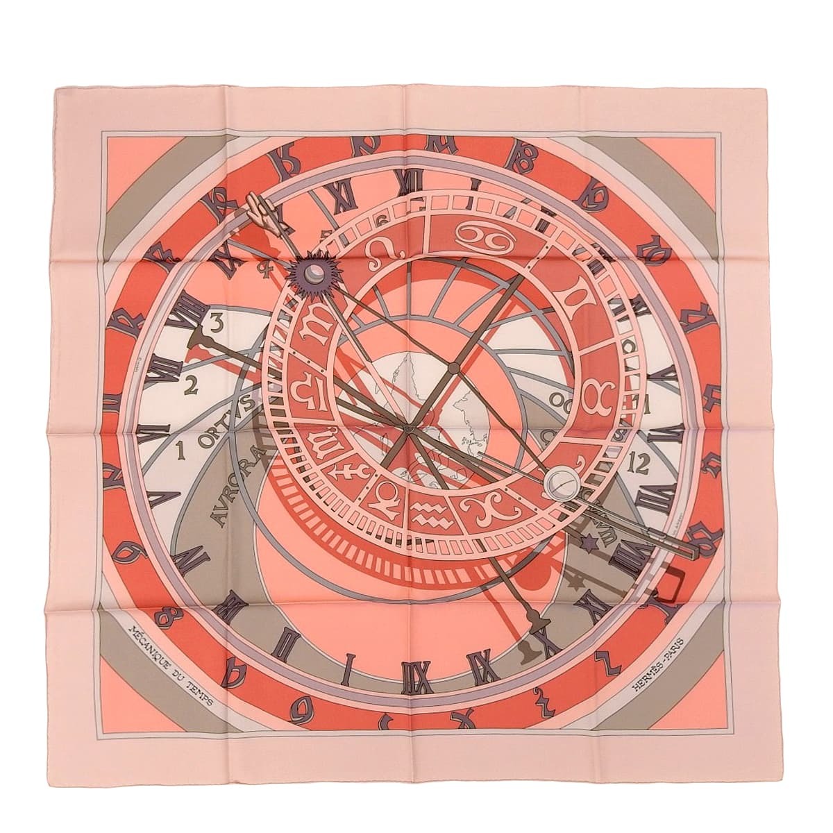 エルメス HERMES カレ90 MECANIQUE DU TEMPS 時の仕掛け スカーフ シルク ピンク×マルチカラー レディース 4683_画像1