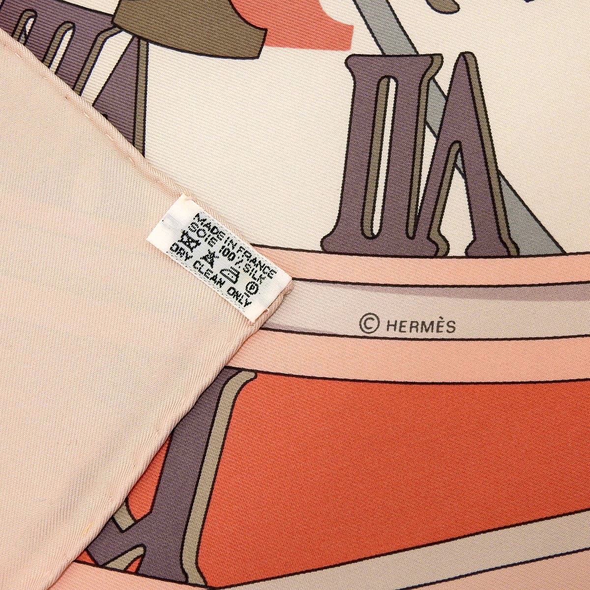 エルメス HERMES カレ90 MECANIQUE DU TEMPS 時の仕掛け スカーフ シルク ピンク×マルチカラー レディース 4683_画像8
