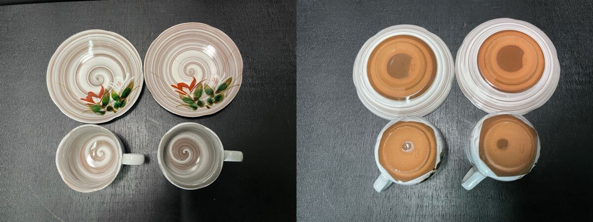 カップ ソーサー まとめ 有田焼 九谷焼 美濃焼 美幸窯 嵯峨 花柄 鳥 ペアカップ コーヒーカップ インテリア コレクション_画像5