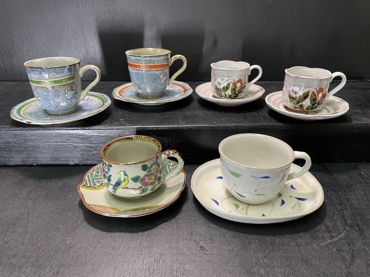 カップ ソーサー まとめ 有田焼 九谷焼 美濃焼 美幸窯 嵯峨 花柄 鳥 ペアカップ コーヒーカップ インテリア コレクション_画像1