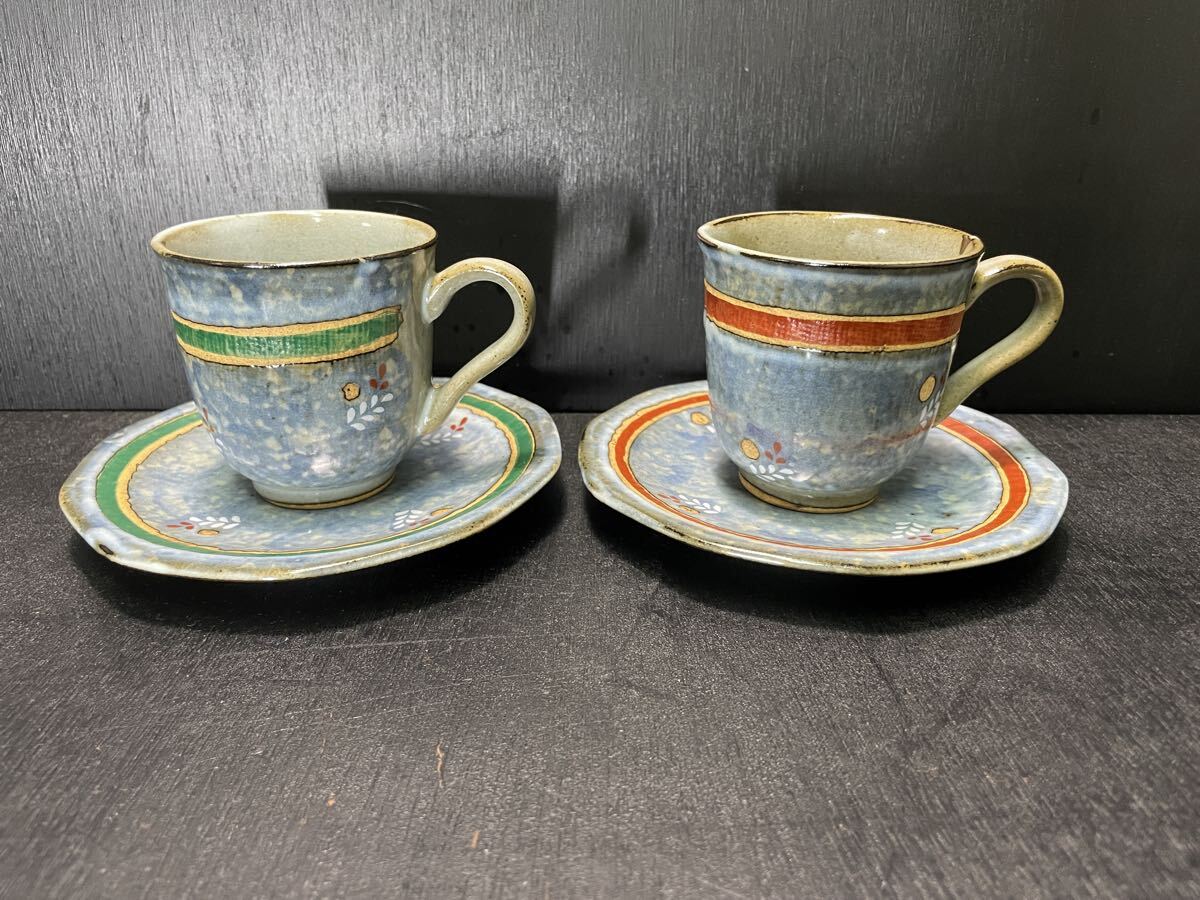 カップ ソーサー まとめ 有田焼 九谷焼 美濃焼 美幸窯 嵯峨 花柄 鳥 ペアカップ コーヒーカップ インテリア コレクション_画像2
