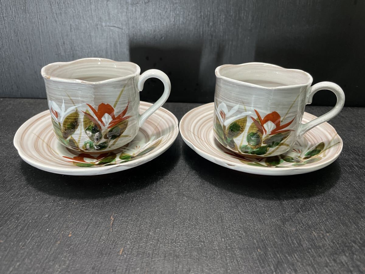 カップ ソーサー まとめ 有田焼 九谷焼 美濃焼 美幸窯 嵯峨 花柄 鳥 ペアカップ コーヒーカップ インテリア コレクション_画像4